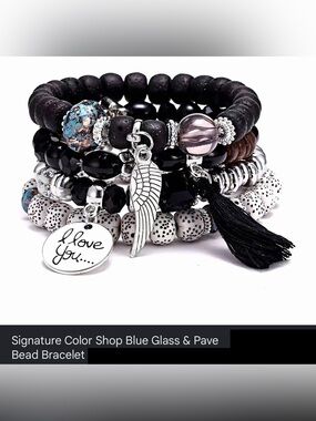 NWT 4pcs Bohemian Style Stacking Bracelets with Wings, Tassels & "I Love You" Ch